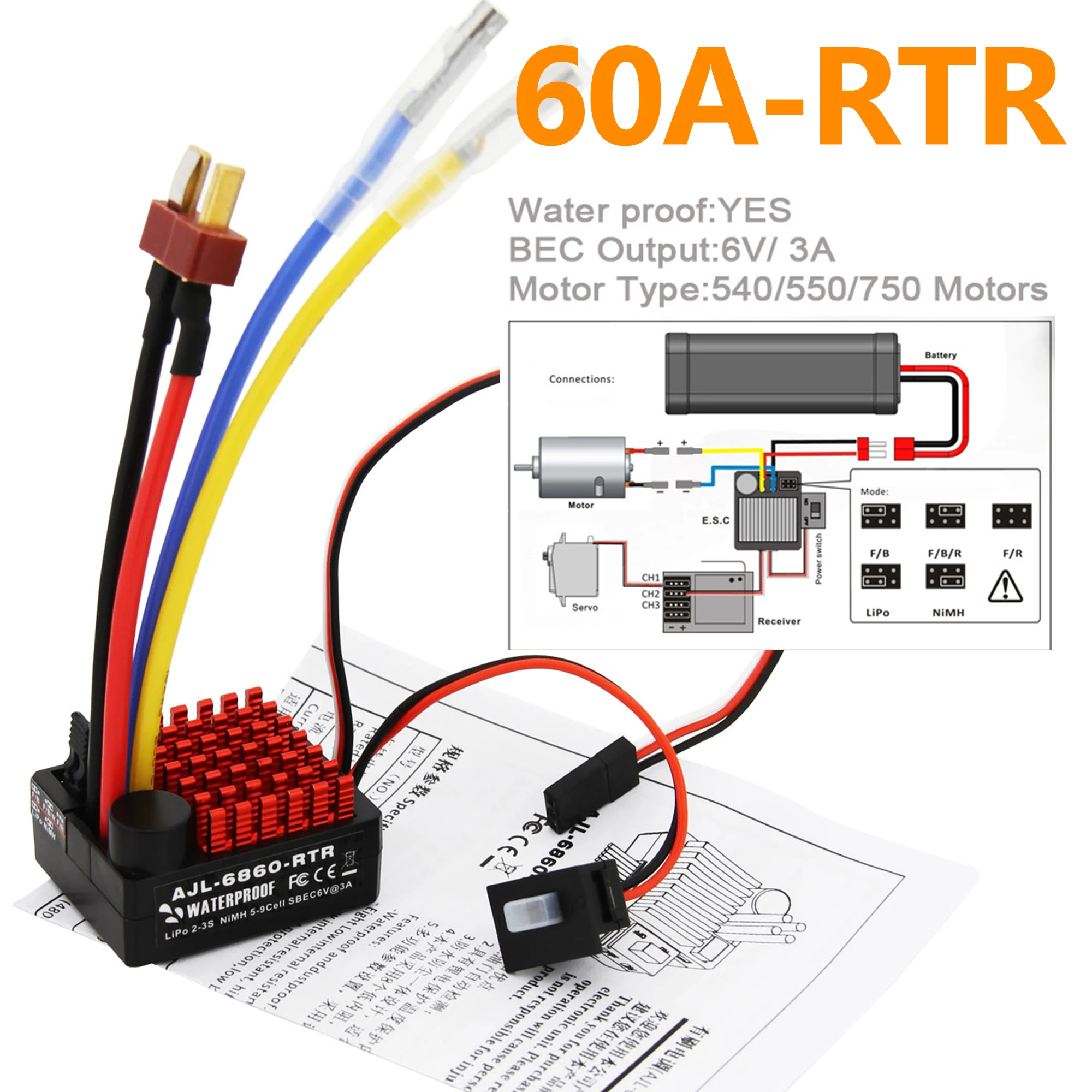540/550/750 モーター防水 60A ブラシ付き E - Rc Hobby Land のレビューと価格